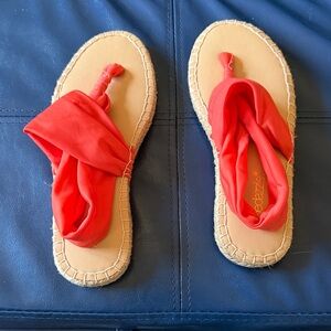 Coral Sandals with Knotted Strap